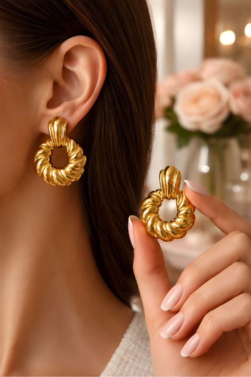 Çelik Gold Küpe