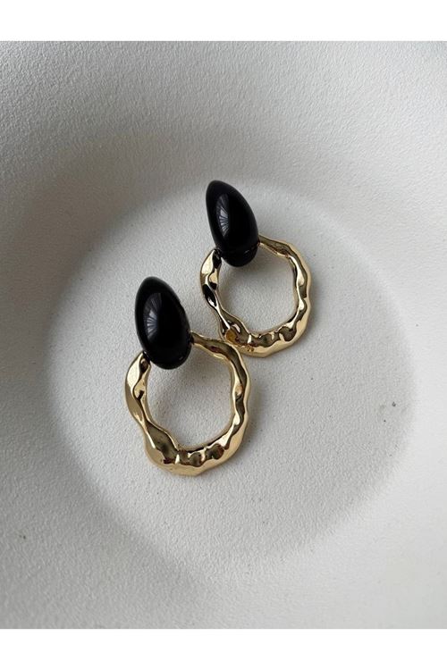 Marka Model, Çelik Gold Siyah Küpe
