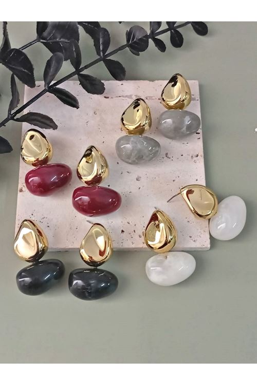Beyaz Gold Bonbon Hafif Şık Küpe