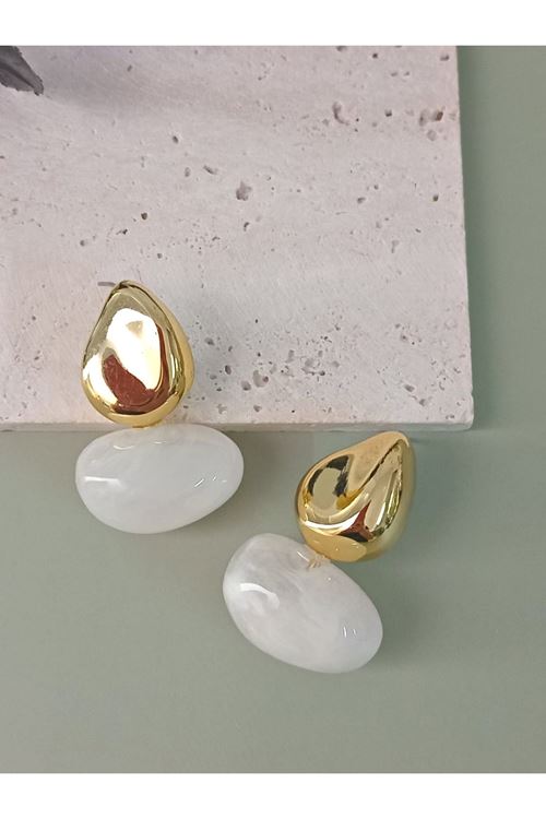 Beyaz Gold Bonbon Hafif Şık Küpe
