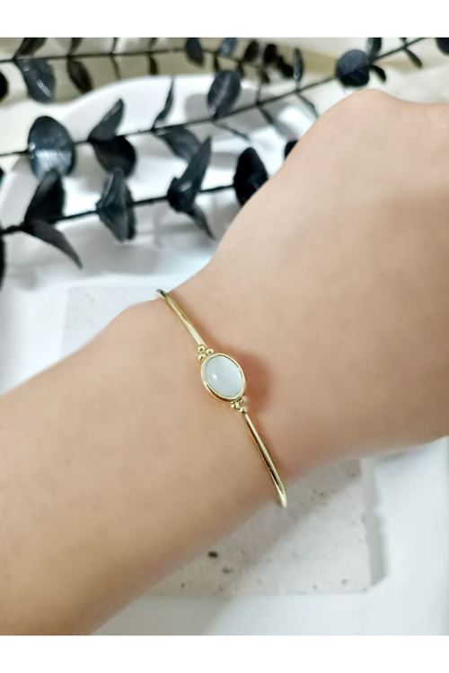 Gold Beyaz Taşlı Çıtır Bilezik