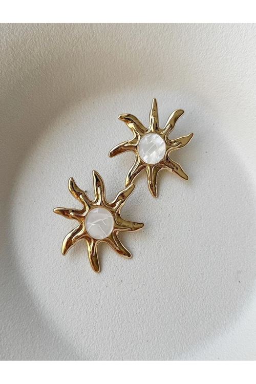 Marka Küpe, Gold Sedefli Güneş Kadın Küpe