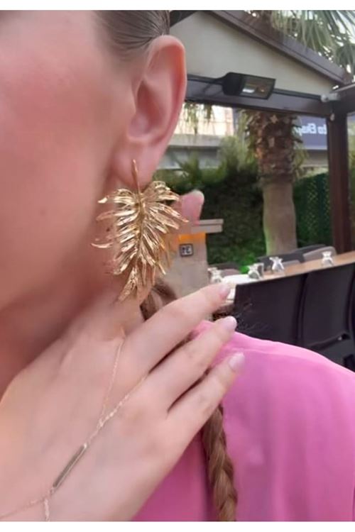Marka Küpe, Gold Areka Yaprağı Küpe