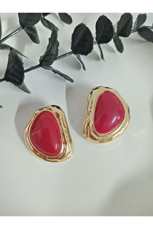 Marka Model, Bordo Gold Hafif Kadın Küpe