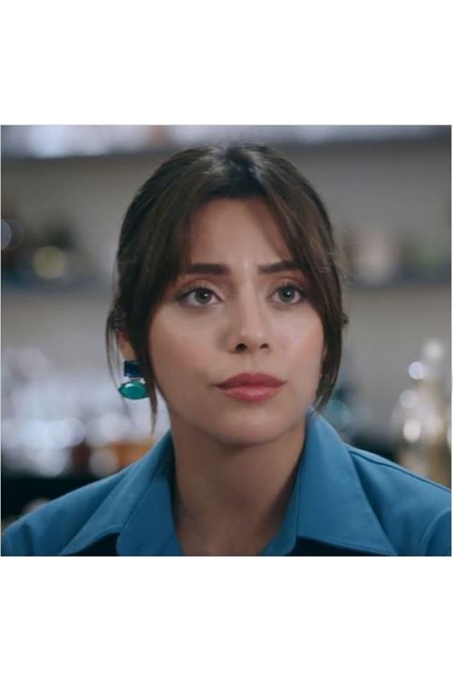 Kızılcık Şerbeti Mavi Yeşil İncili Şık Kadın Küpe