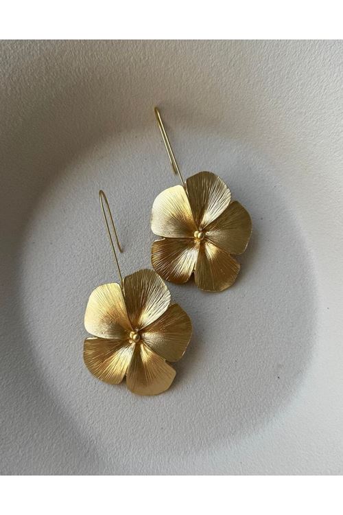 Marka Küpe, Gold Çiçek Şık Kadın Küpe