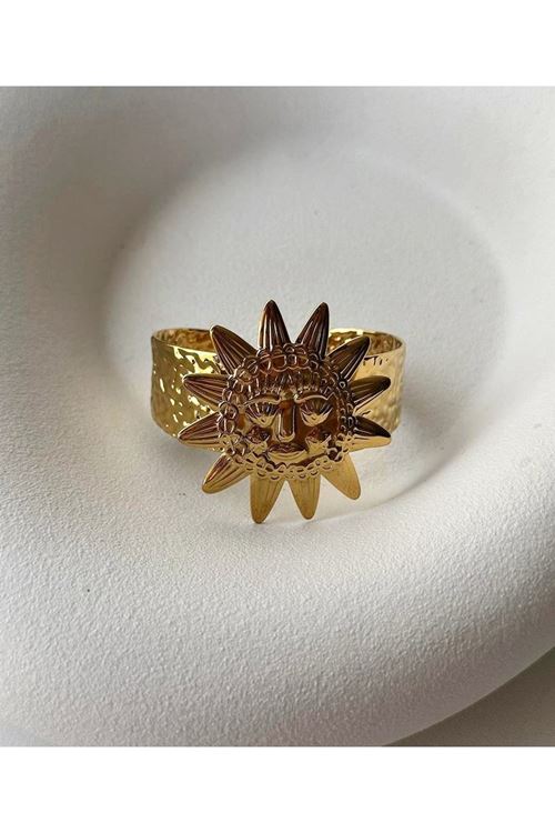 Gold Güneş Kelepçe Bilezik