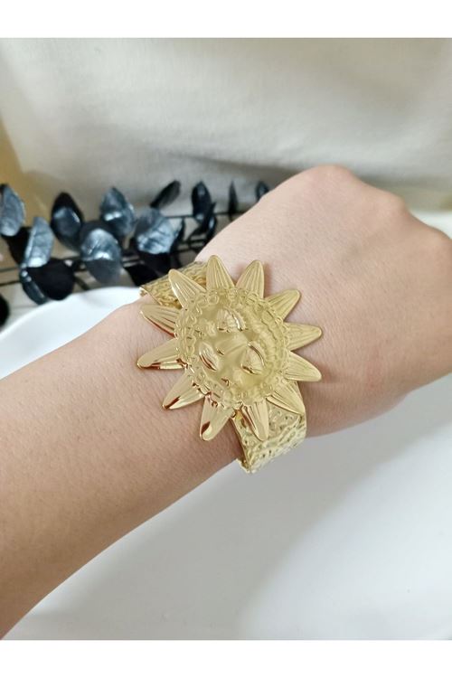 Gold Güneş Kelepçe Bilezik