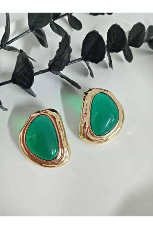 Marka Küpe, Zümrüt Yeşili Gold Hafif Kadın Küpe
