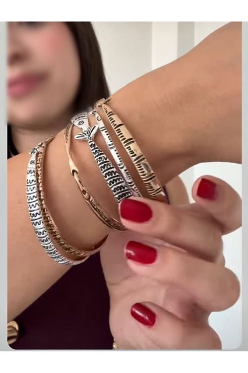 6 Adet , Gold-gümüş Çoklu Balık Bilezik, Çap:6,4cm