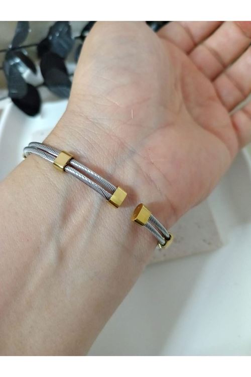 Xuping Gold-Gümüş Mix Unisex Bileklik, Renk Atmaz