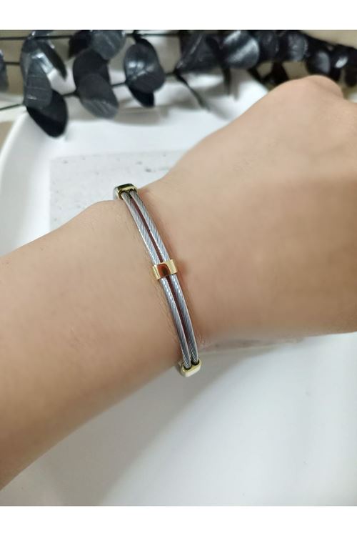 Xuping Gold-Gümüş Mix Unisex Bileklik, Renk Atmaz