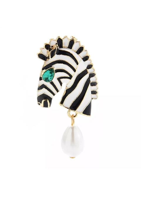 Siyah Beyaz İncili Zebra Broş