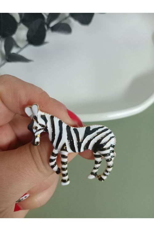 Siyah Beyaz Zebra Broş