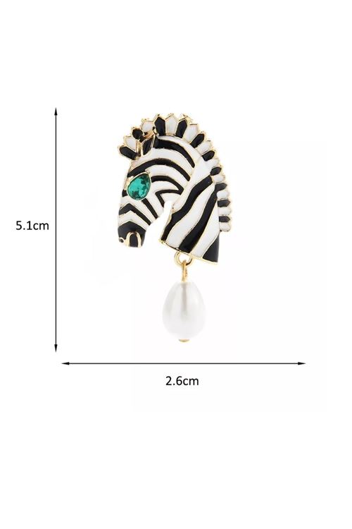 Siyah Beyaz İncili Zebra Broş