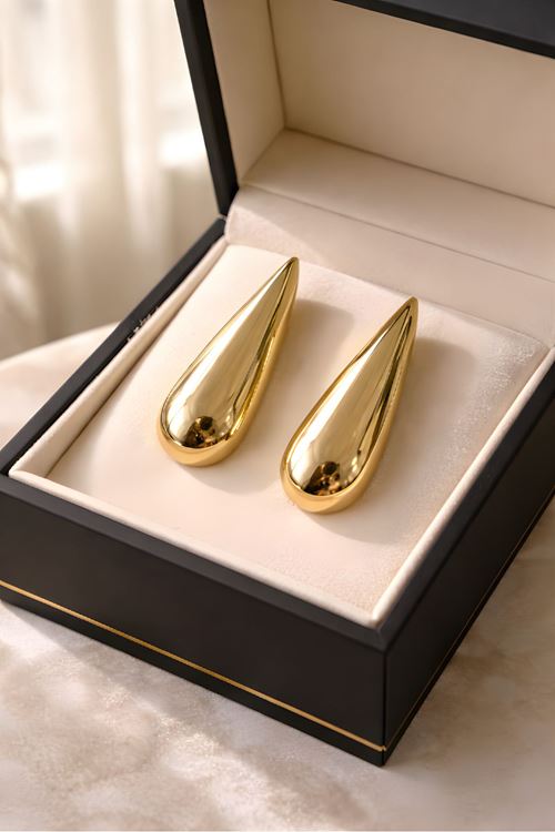 Marka Model, Gold Uzun Damla Çok Hafif Küpe