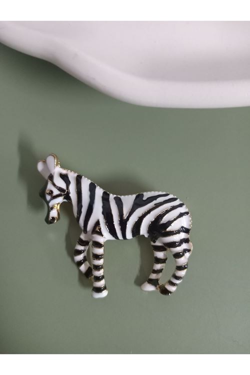Siyah Beyaz Zebra Broş