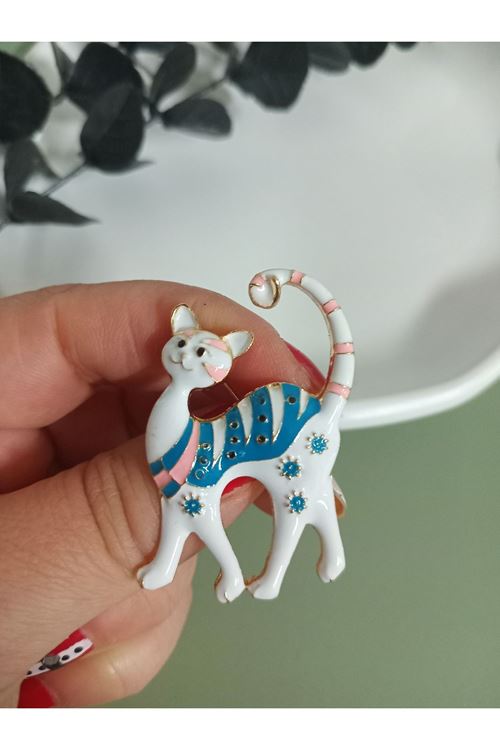 Beyaz Kedi Broş