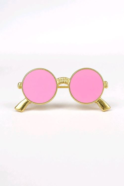 Pembe Küçük Gözlük Broş
