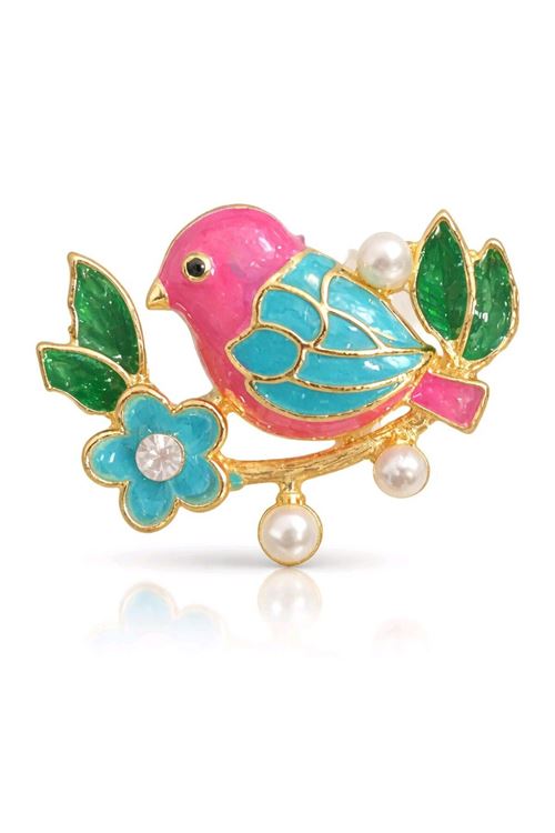 İncili Pembe Kuş Broş, Küçük