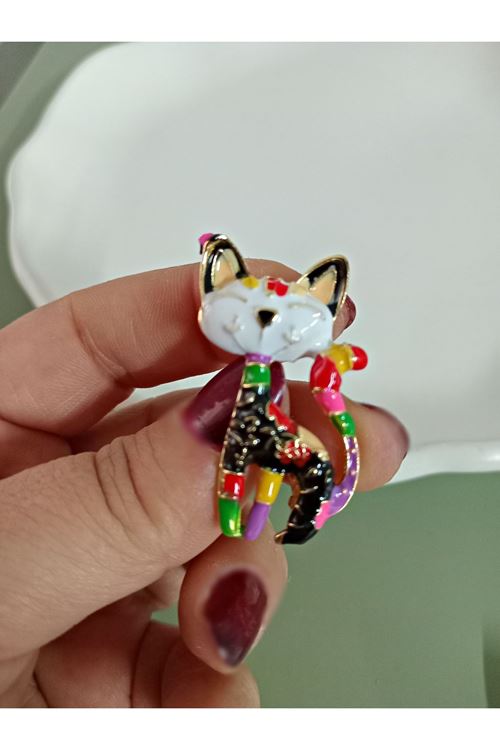 Beyaz Kedi Broş