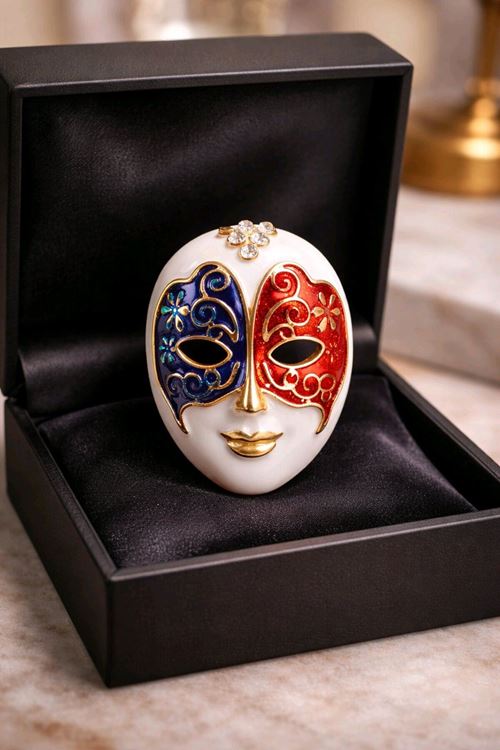 Beyaz Maske Broş, Yaka Broşu, Çanta Broşu