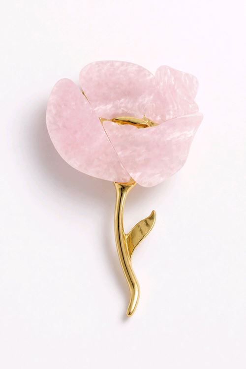 Pembe Gold Çiçek Broş, Yaka Broşu, Çanta Broşu