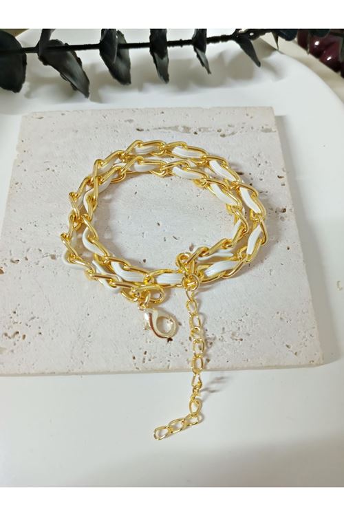 Çelik Beyaz Derili Dolamalı Bileklik, Kadın Erkek, Unisex