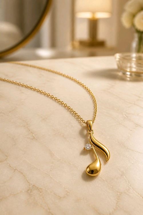 Paslanmaz Çelik Gold Müzik Notası Kolye
