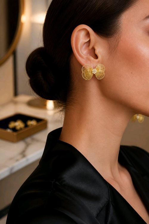 Gold Tel Fiyonk Küpe, Çok Hafif
