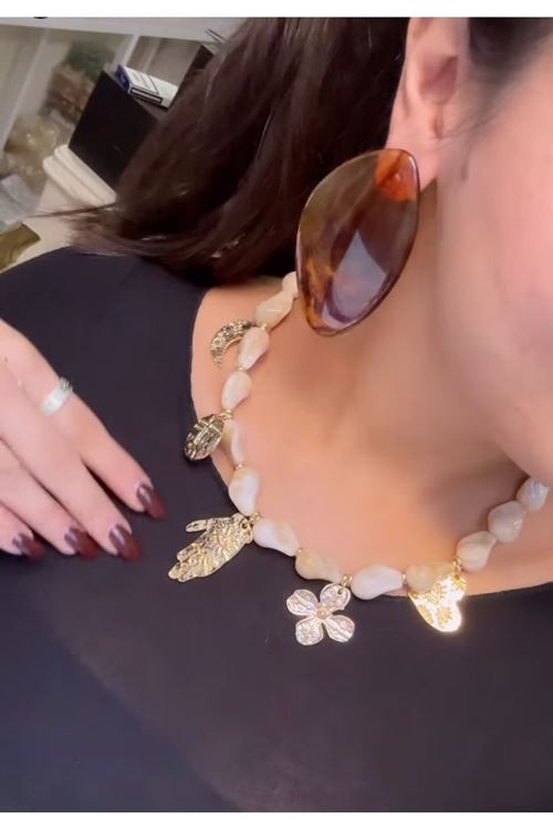 Marka Model, Büyük Kahverengi Reçine Hafif Kadın Küpe