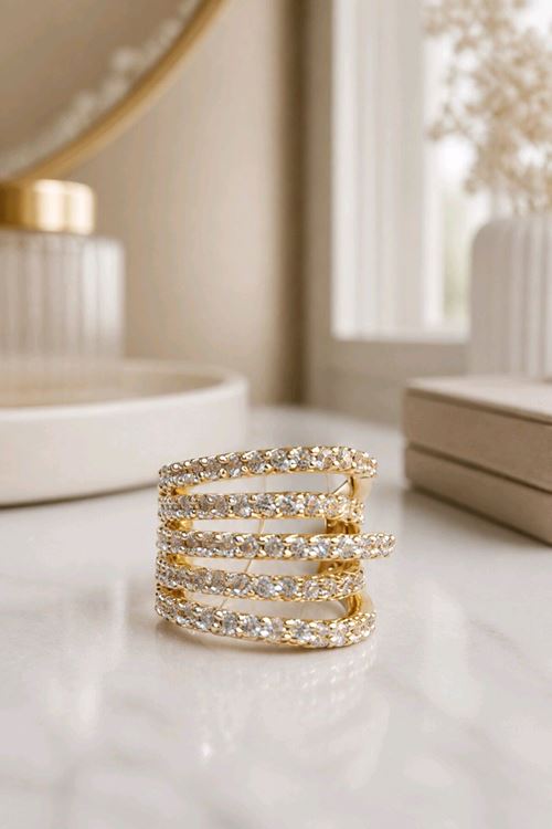 Gold Taşlı Kıkırdak Küpe, 1 Adet