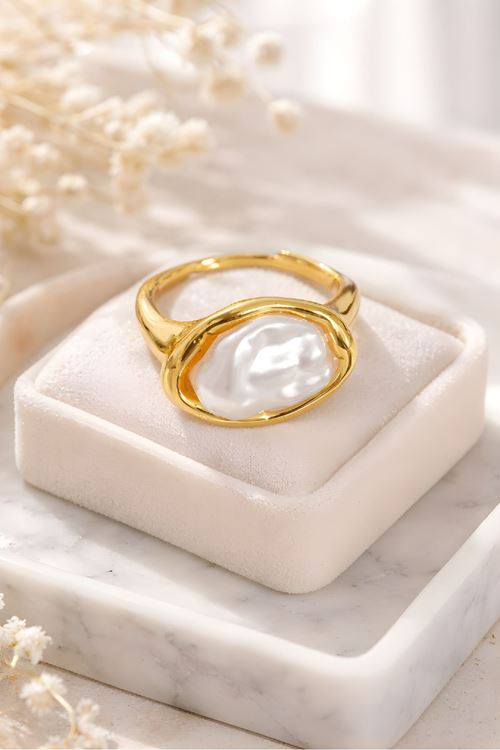 Çelik Gold İnci Yüzük