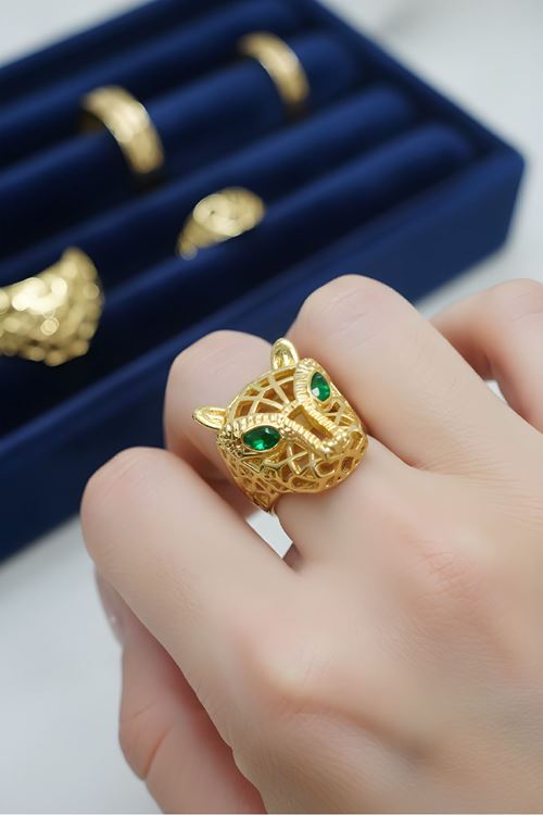 Çelik Gold Kaplan Yüzük, Ayarlanabilir