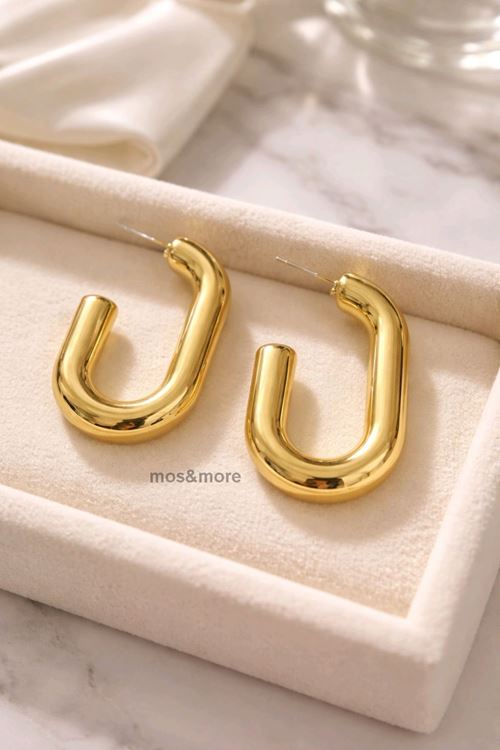 Gold Dörtgen Halka Küpe, Hafif