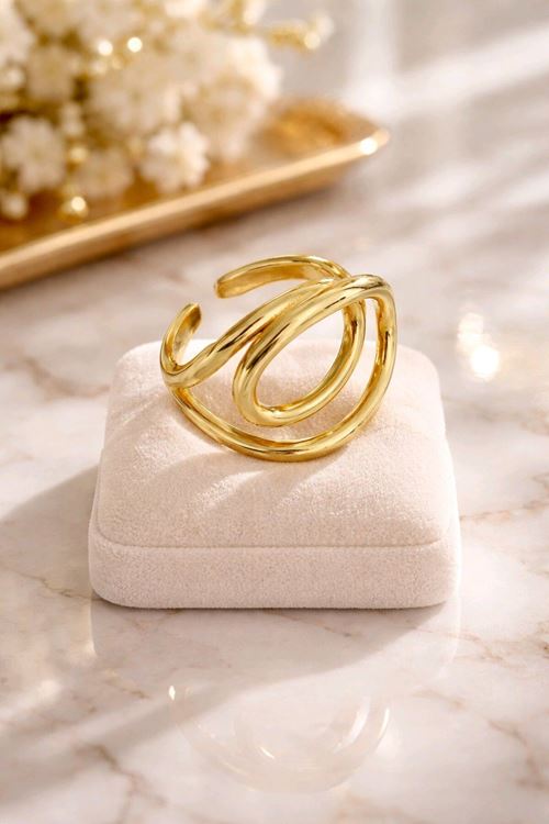 Çelik Gold Tasarım Yüzük, Ayarlanabilir