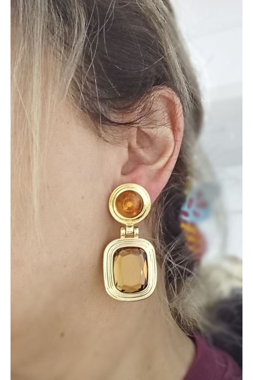 Marka Model, KahverengiHafif Gold Küpe