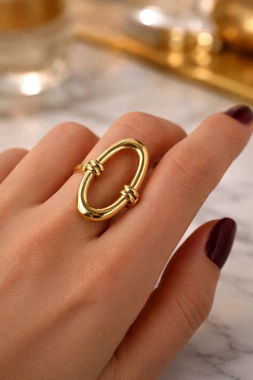 Çelik Gold Tasarım Yüzük, Ayarlanabilir
