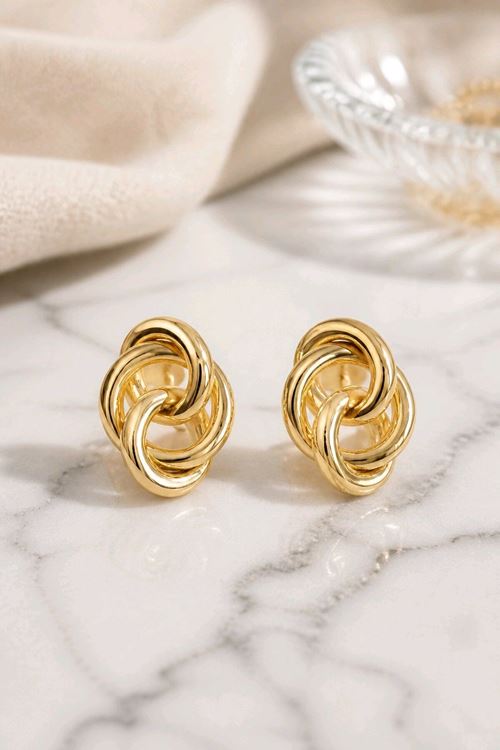 Marka Model, Gold İçiçe Halkalar Küçük Küpe