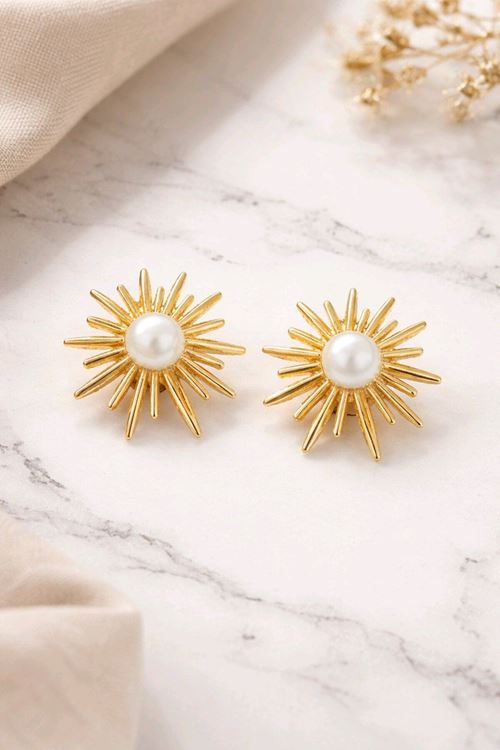 Gold İncili yıldız Küpe