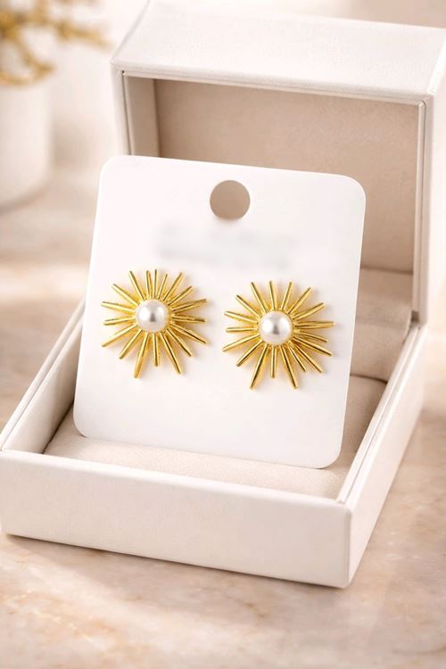 Gold İncili yıldız Küpe
