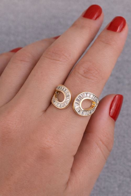 Çelik Gold Baget Taşlı Yüzük, Ayarlanabilir