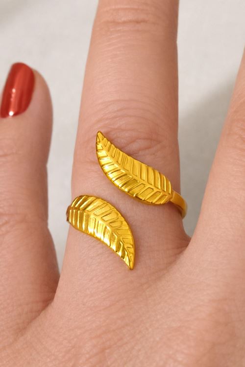 Çelik Gold Yaprak Yüzük, Ayarlanabilir