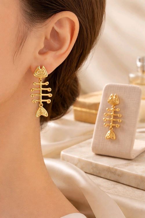 Gold Kılçık Balık Küpe