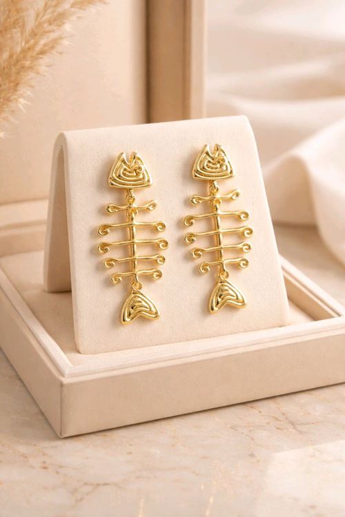 Gold Kılçık Balık Küpe