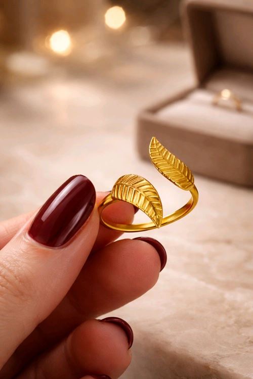 Çelik Gold Yaprak Yüzük, Ayarlanabilir