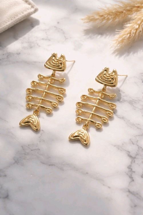 Gold Kılçık Balık Küpe
