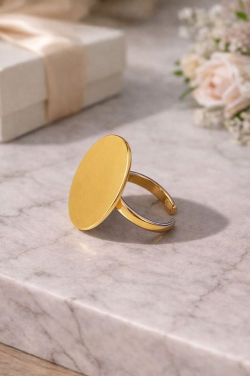 Çelik Gold Yuvarlak Yüzük, Ayarlanabilir