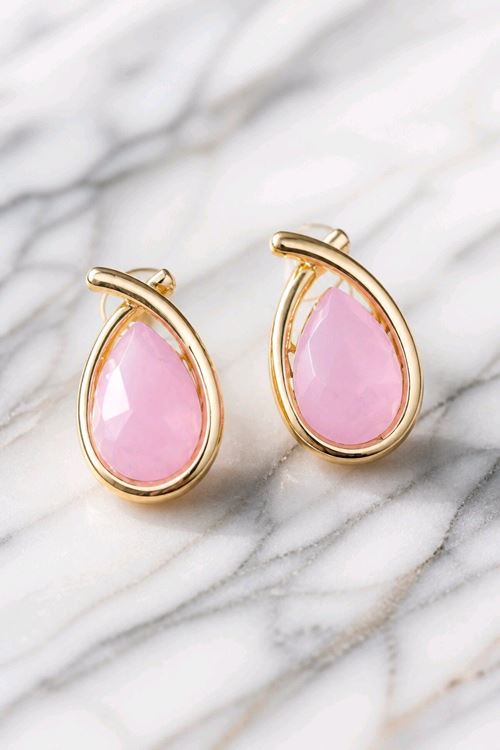 Pembe Taşlı Küpe