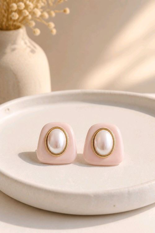 Toz Pembe Basic Küpe, Uzunluk:2cm